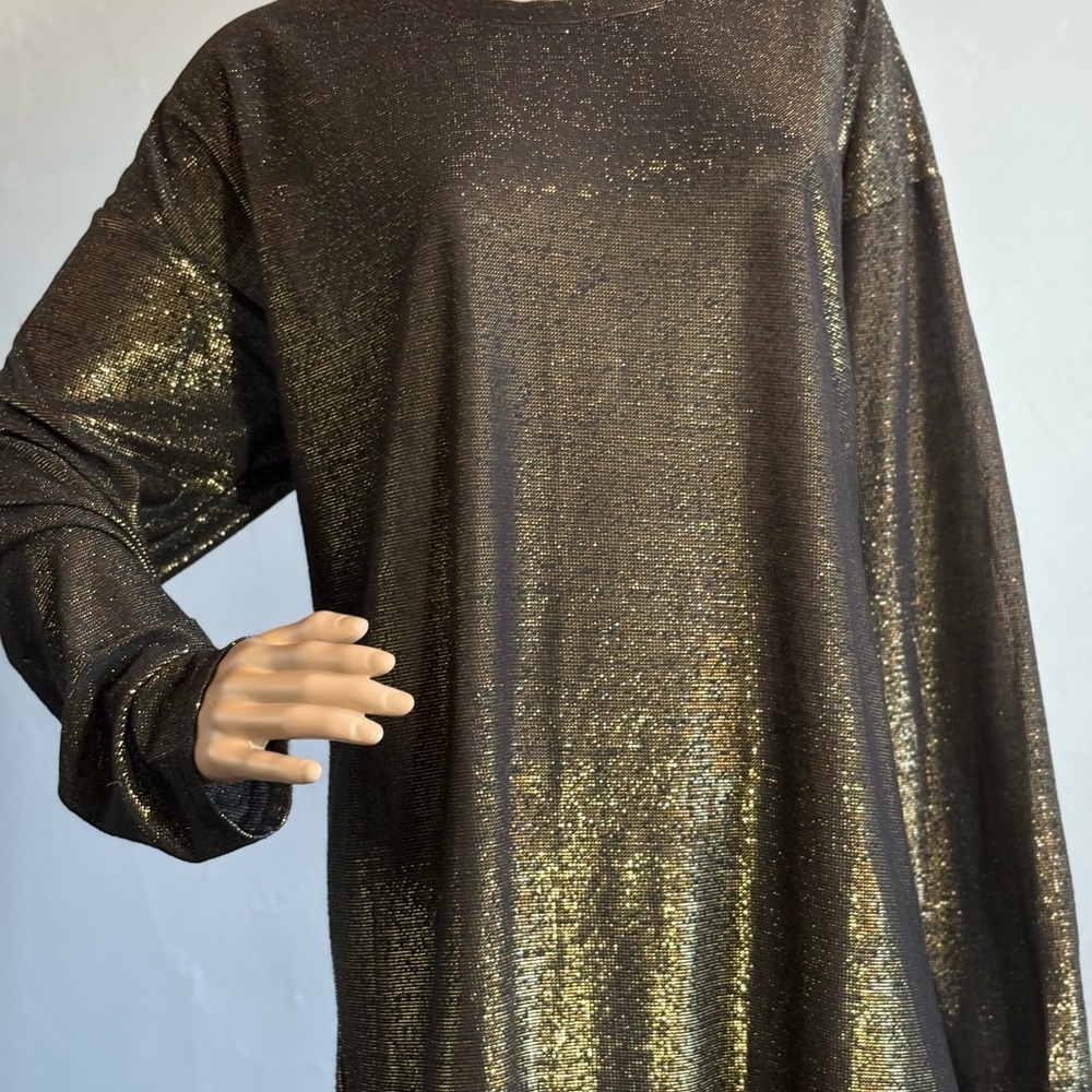 Dries Van Noten Gold Metallic Long Sleeve Top Size Large
